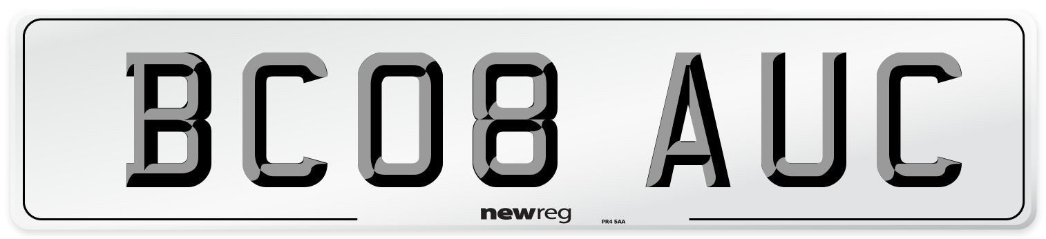 BC08 AUC Number Plate from New Reg